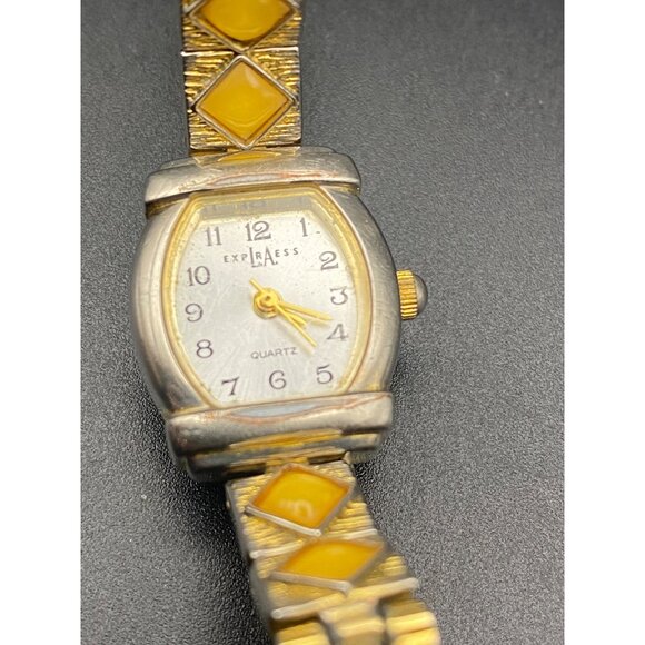Vintage Express Womens Quartz Gold Tone Watch Expansion Band New Battery Runs - Picture 2 of 6